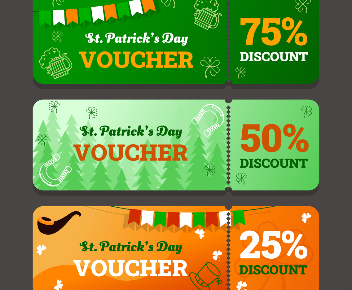 Set of Voucher or Coupon Celebrating Saint Patrick's Day