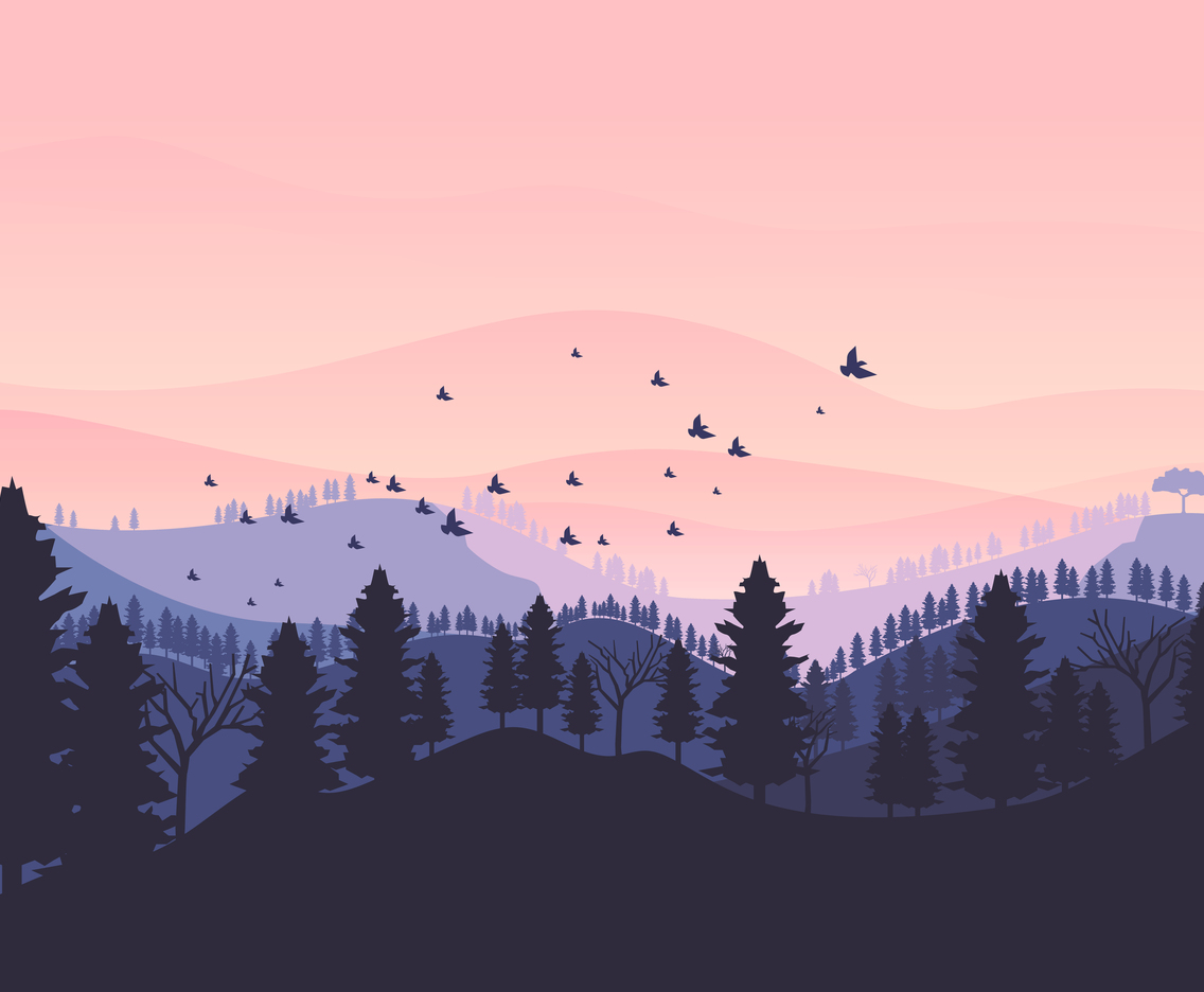 Beautiful Dusk at Mountains Scenery