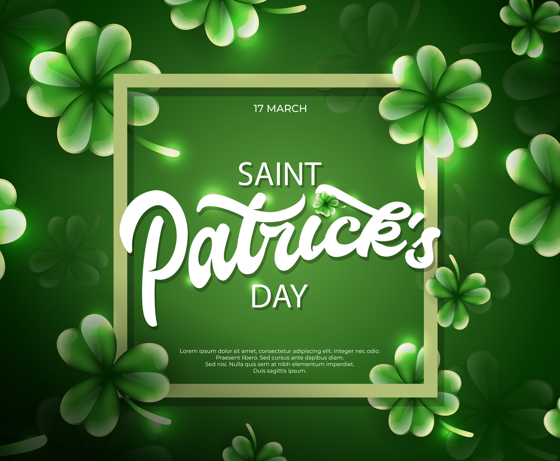 Saint Patrick's Day Illustration with Clover Leaves Ornament