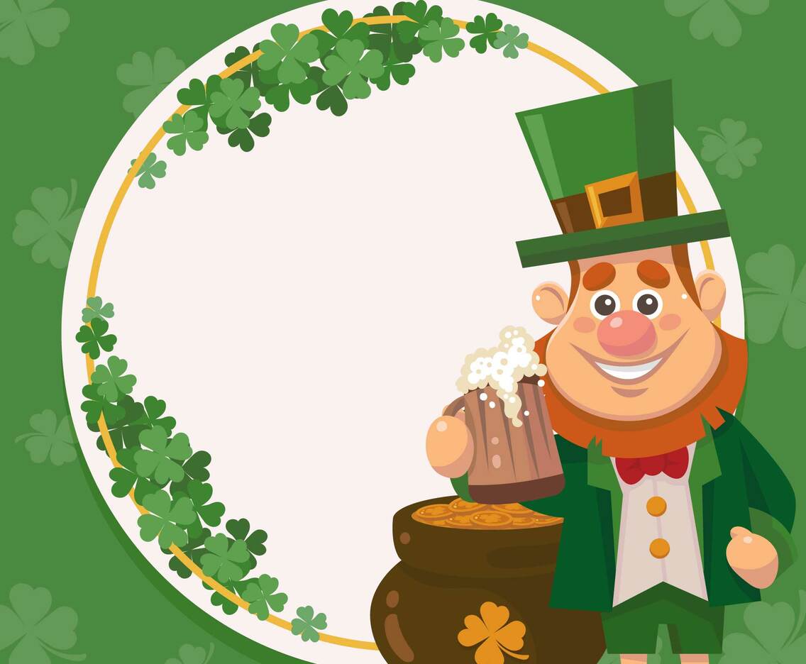 Saint Patrick Day Template On Green Background