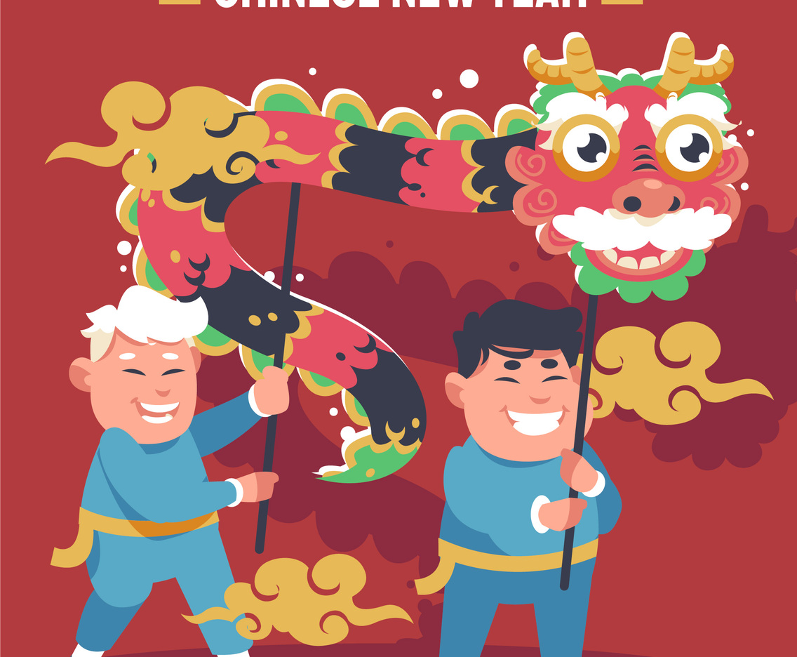 Happy Kids Celebrating Chinese New Year