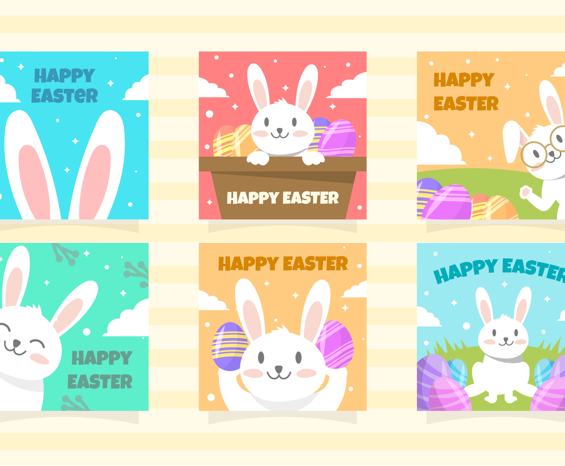 Cute Easter Rabbit Social Media Post Collection