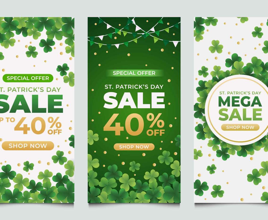 Saint Patrick's Sale Banner with Clover Design