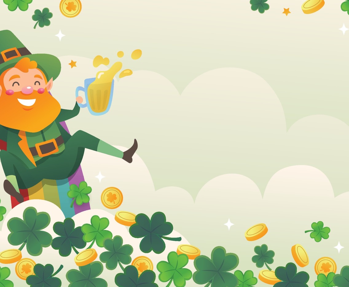 Happy Leprechaun Sliding Down on A Rainbow