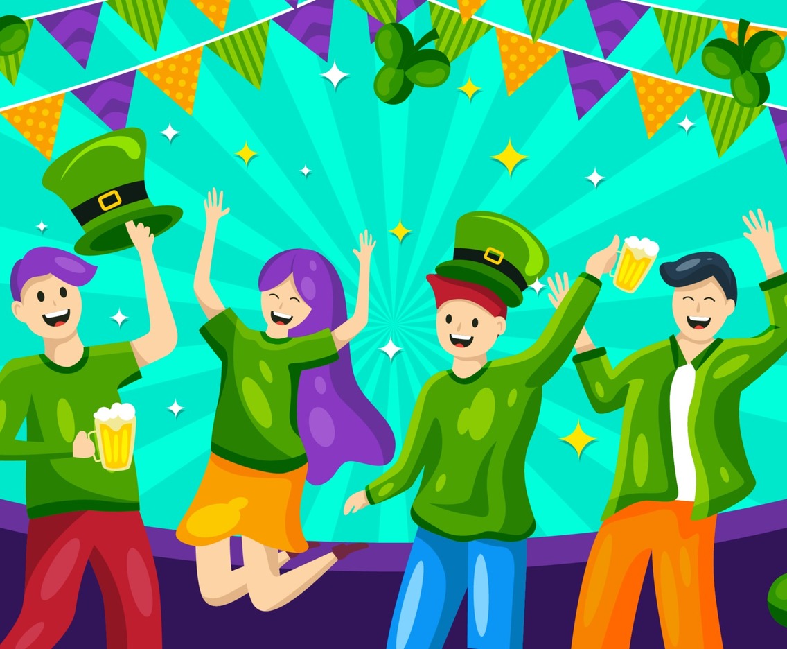 People Celebrate Patricks Day Party
