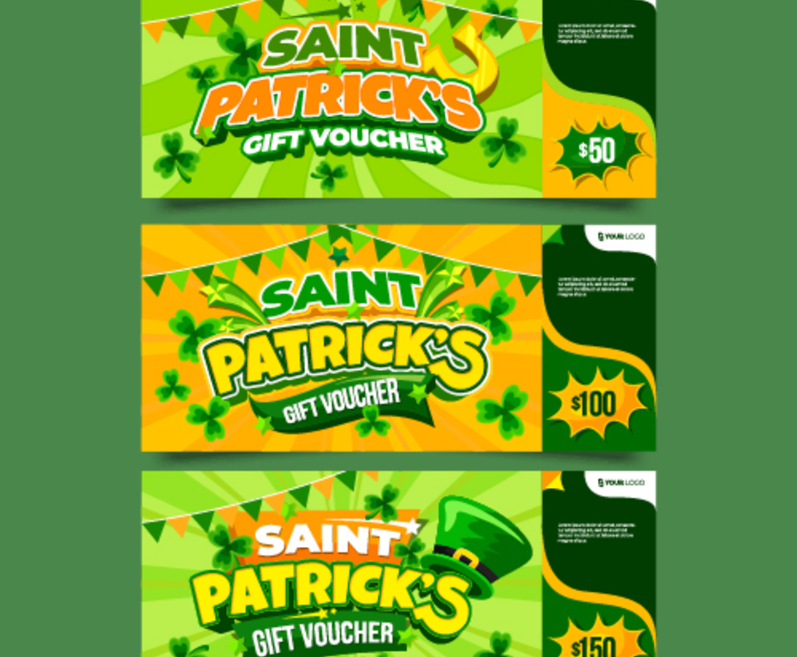 St Patricks Gift Voucher with Green Background