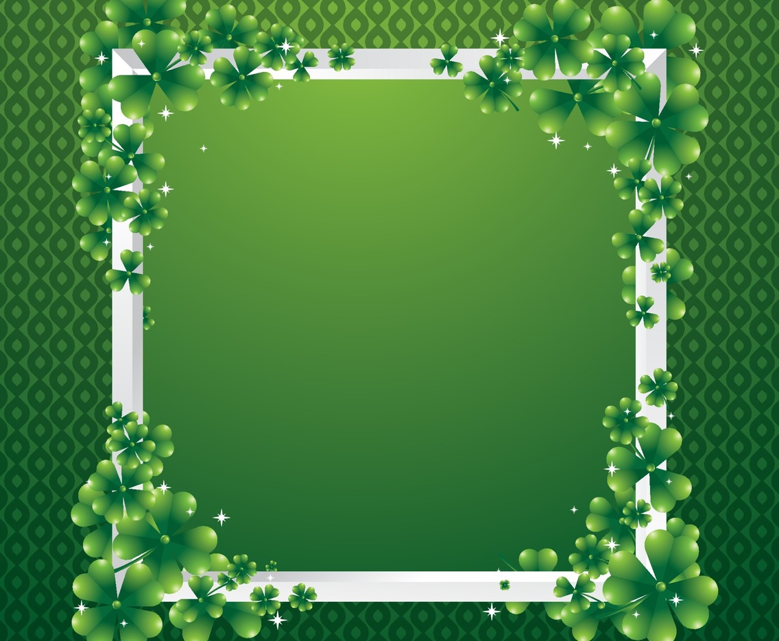 Green Shamrock Leaf Border Background Concept