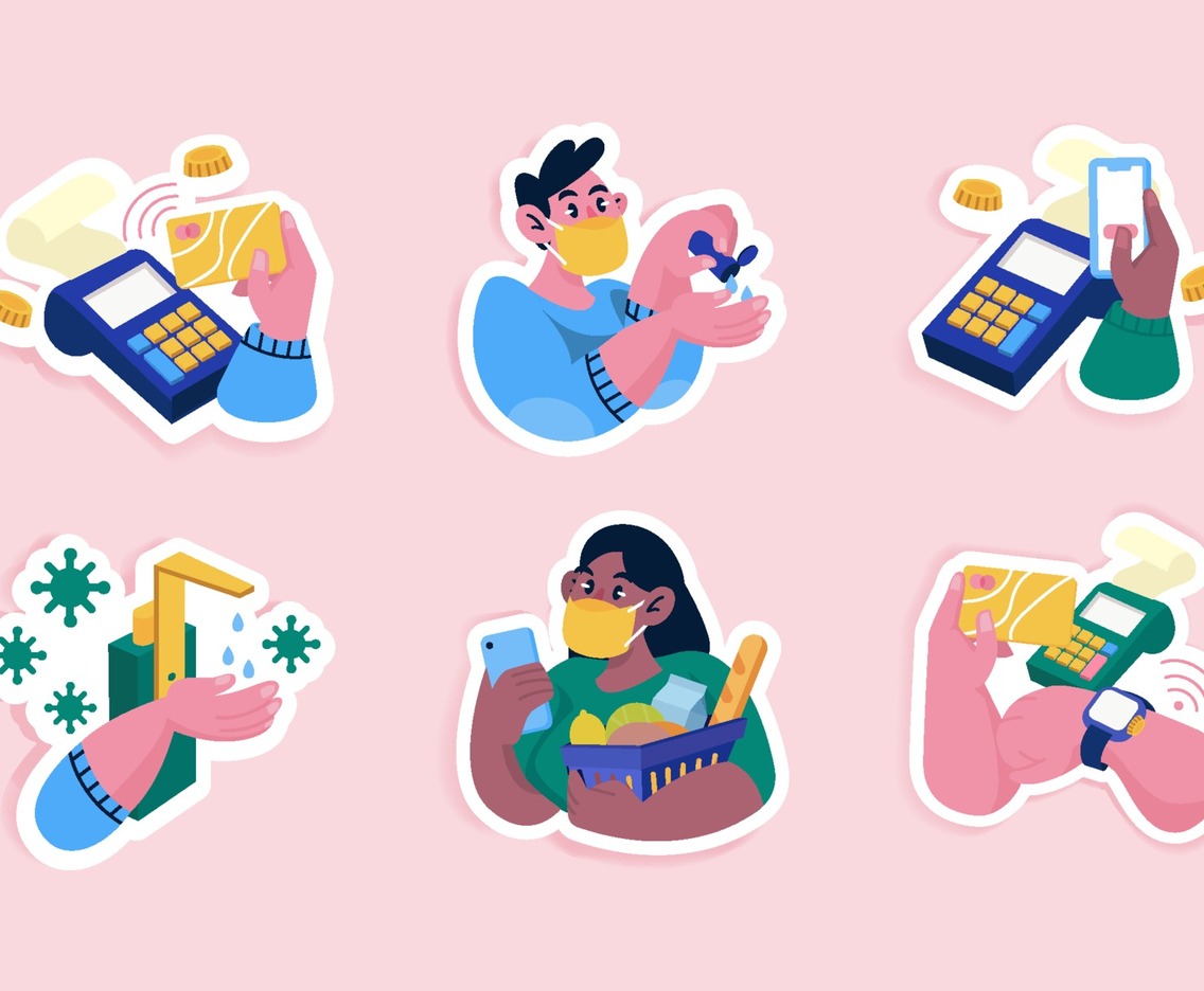 Cute Untact Doodles with Pink Background