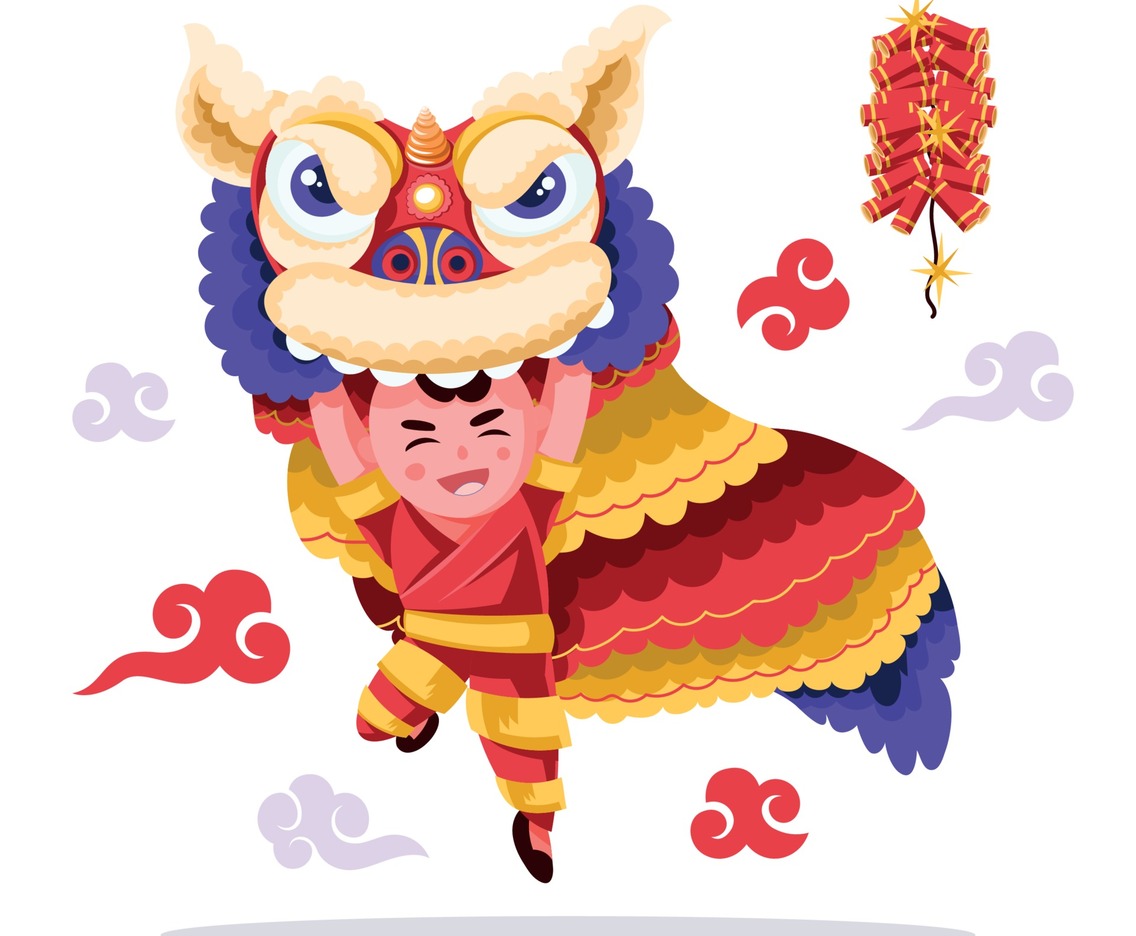 Lion Dance with Happy Smile child