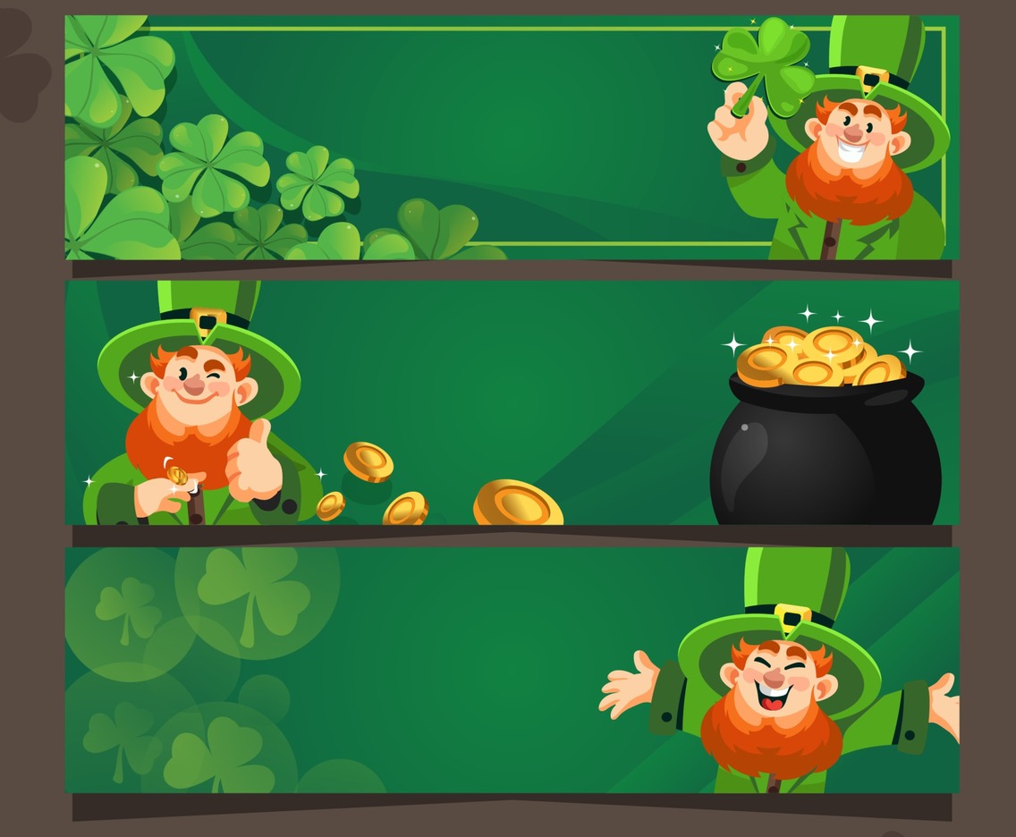 Green Happiness with Leprechaun and Shamrock Banner