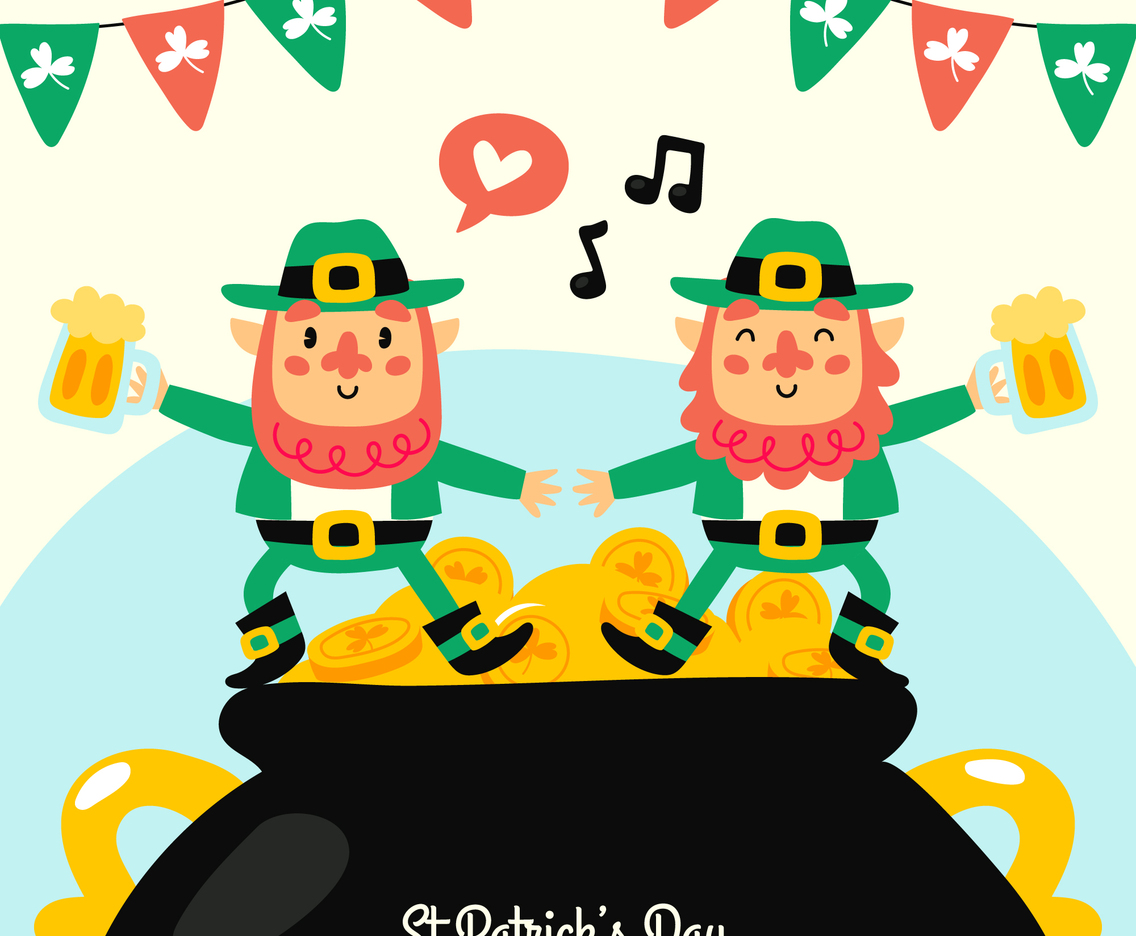 Leprechauns Dancing on A Pot