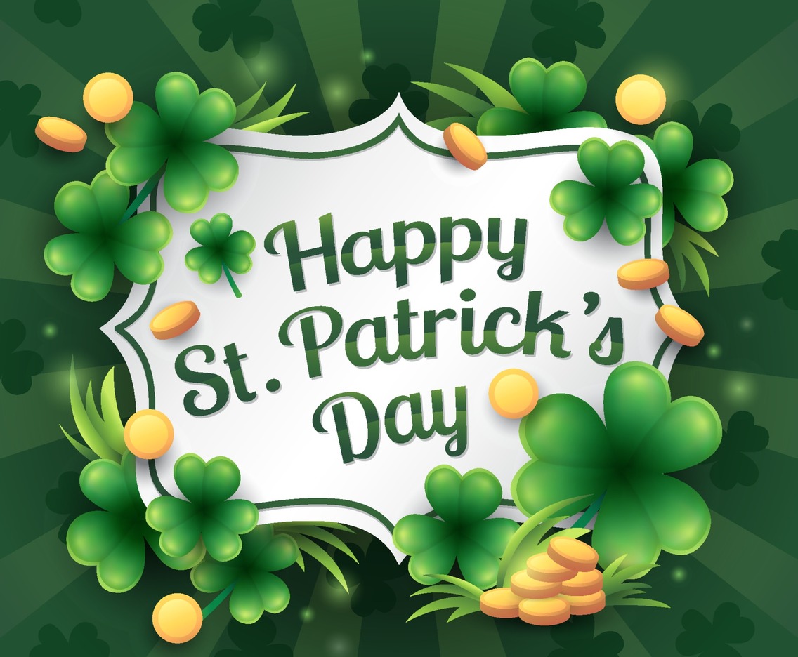 St.Patrick's Day Clover with Gold Coin