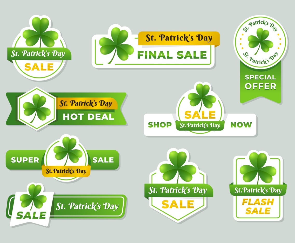 Clover Theme St. Patrick's Day Sale Label