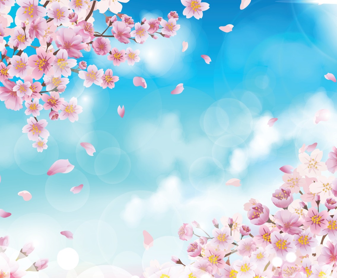 Beautiful Cherry Blossom with Petals Background Concept