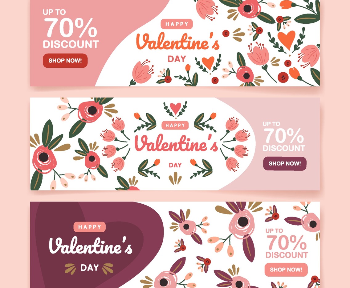 Flowers And Hearts Doodle Style