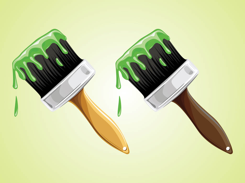 Green Paint Brushes