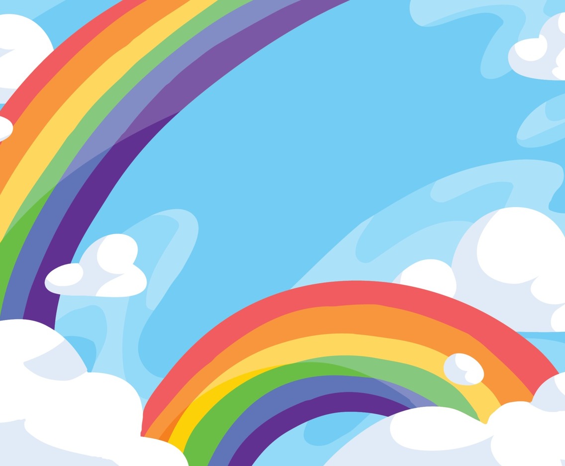 Rainbow Cloud with Blue Background