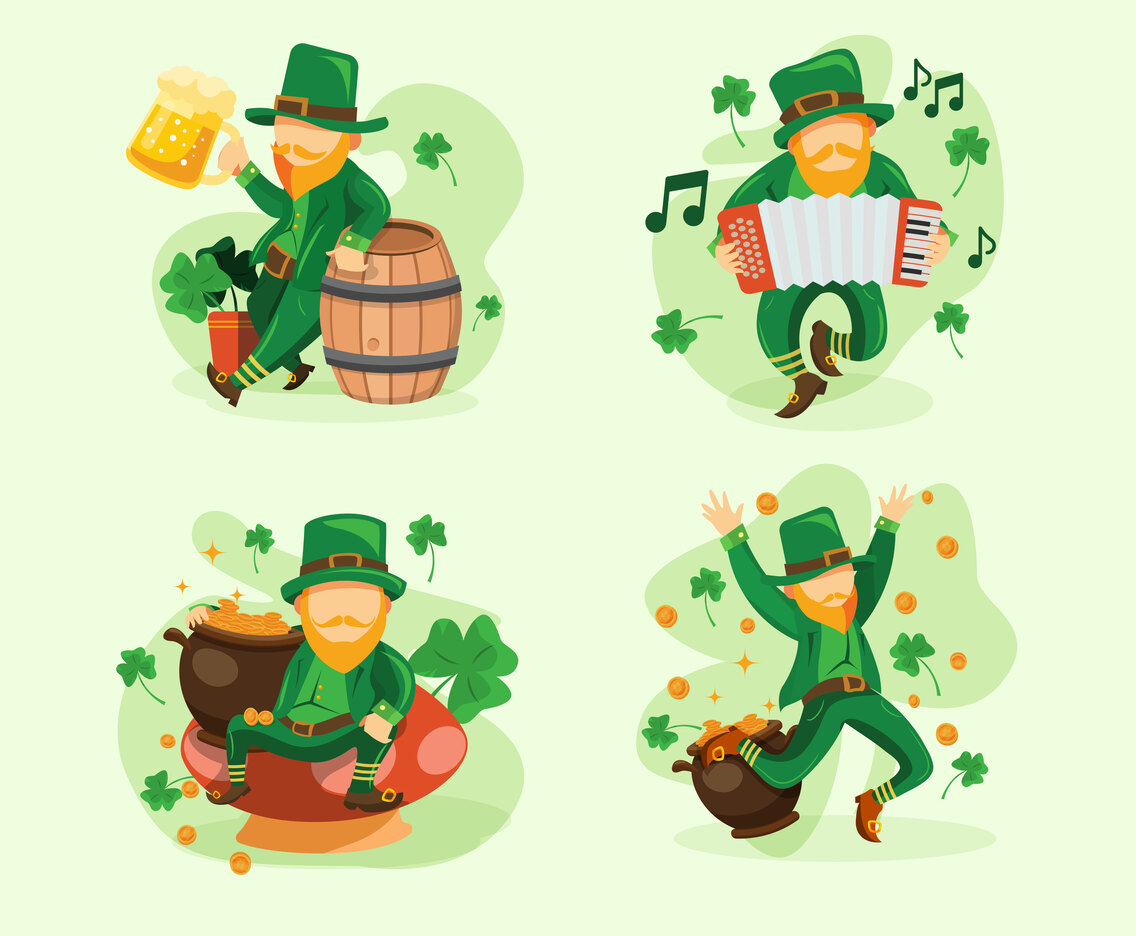 Flat Leprecahun in Different Poses