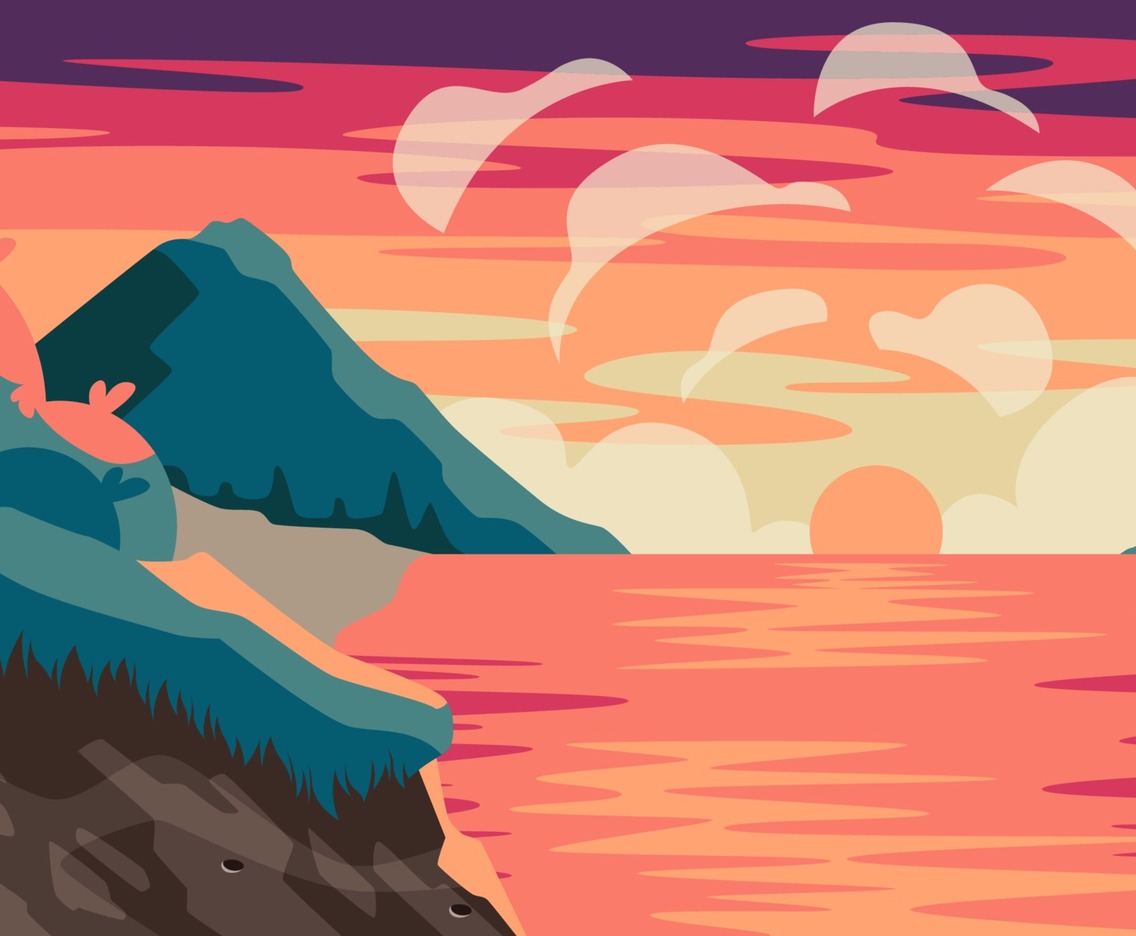 Beautiful Sunset and Mountain View