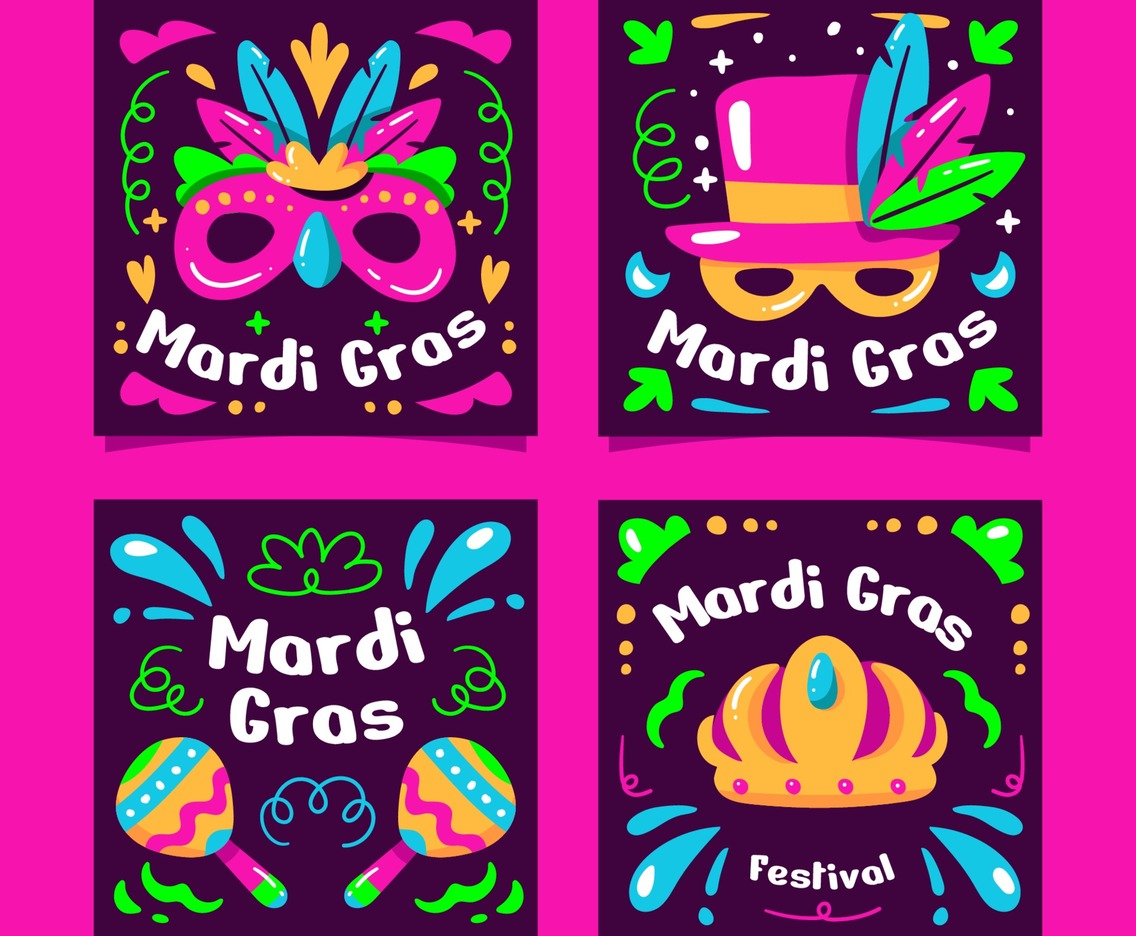 Mardi Gras Card with Purple Color