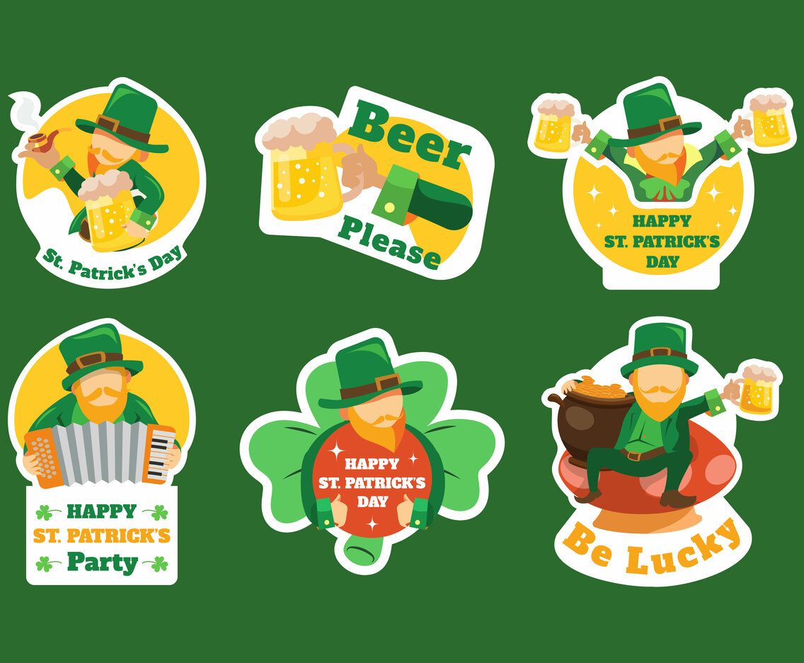 St Patrick's Day Leprechaun Sticker Set