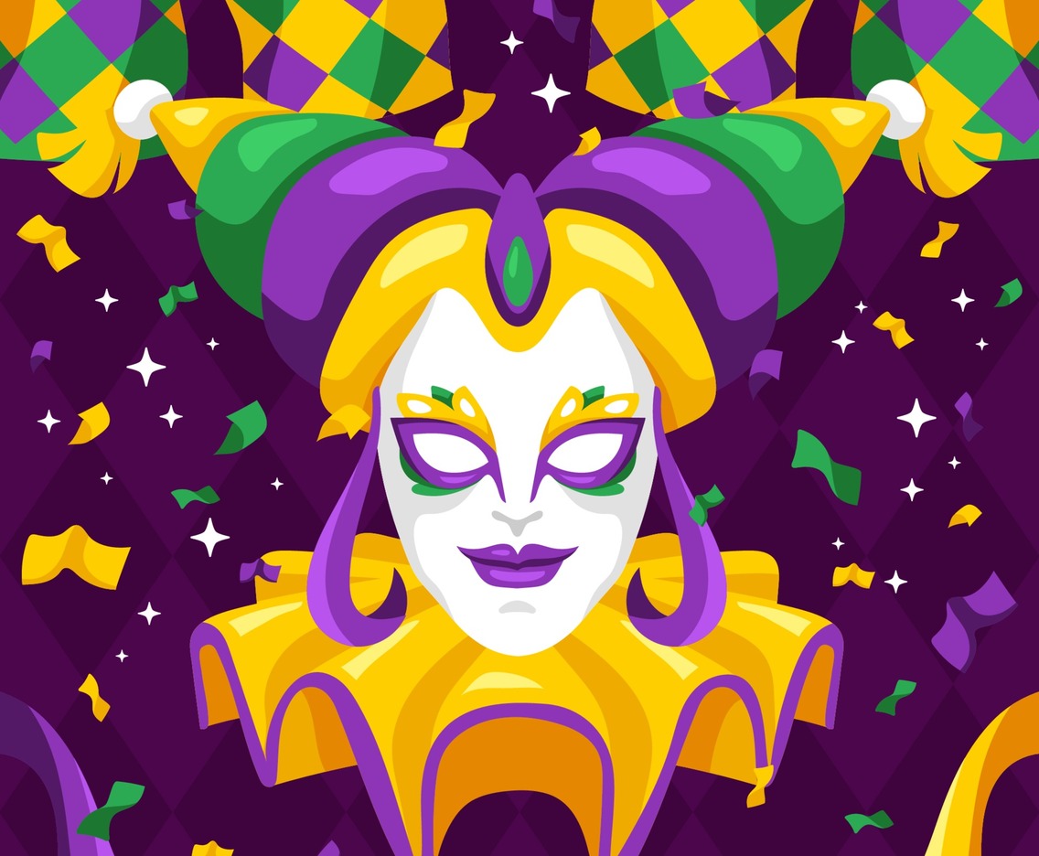 Mardi Gras with Mask Character