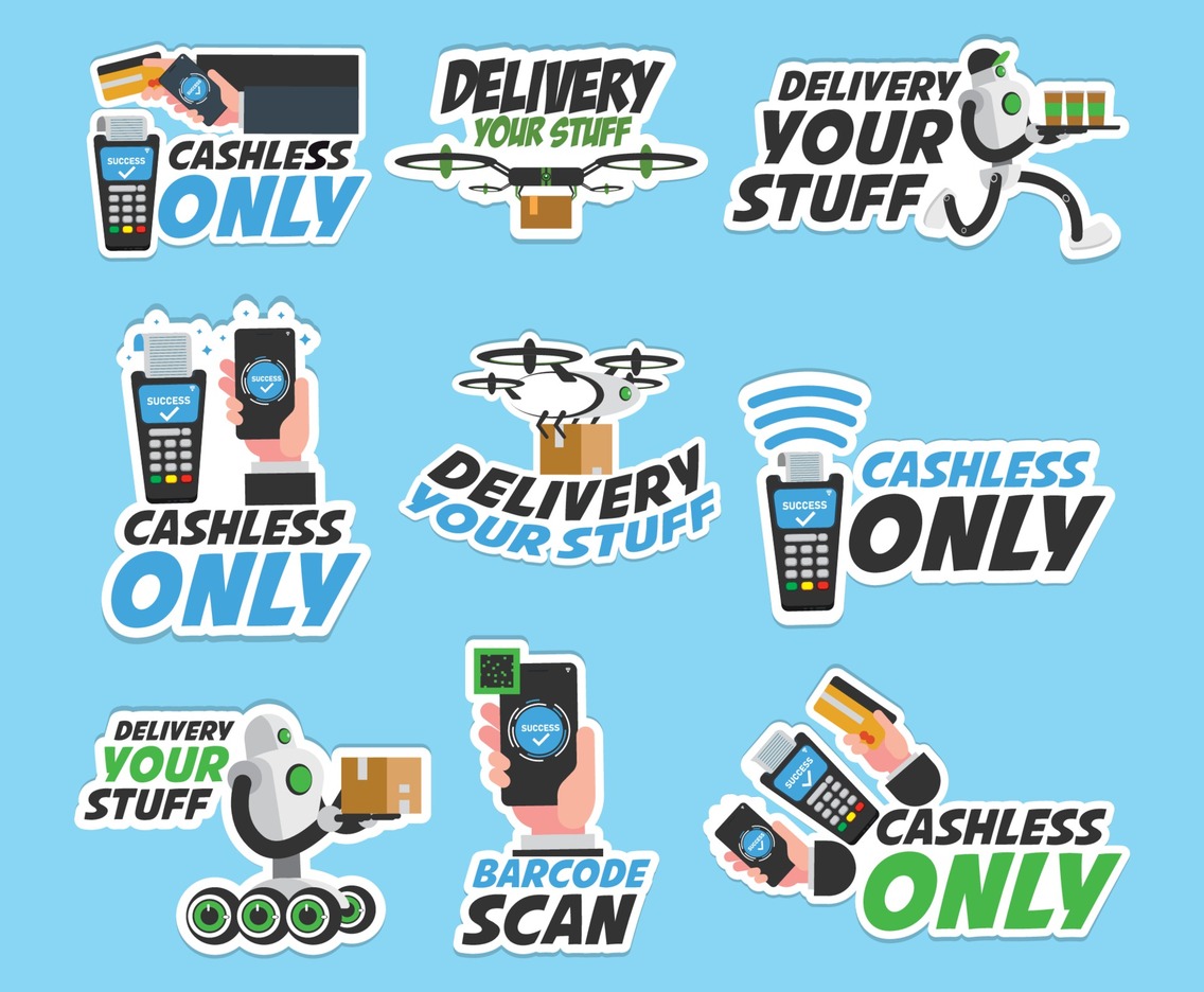 Untact Sticker Concept with Blue Background