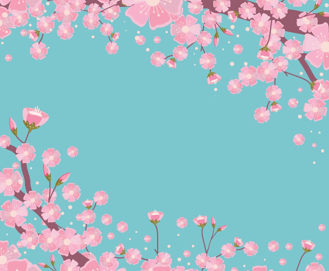 Cherry Blossom with Turquoise background