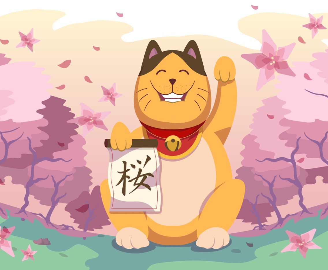 Cherry Blossom Fortune Cat