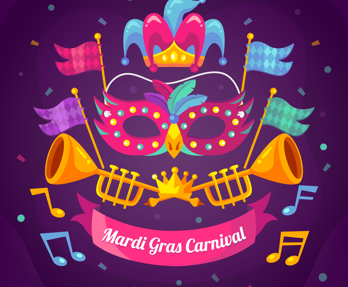 Flat mardi gras carnival concept