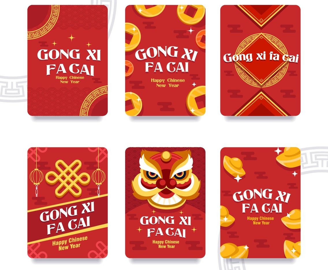 Chinese Gold and Red Ornaments Card