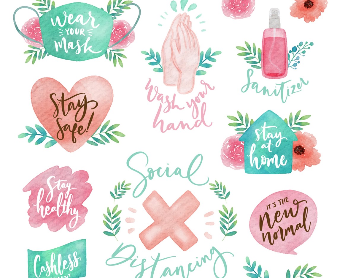 Pack Of Cute Watercolor The New Normal Stickers