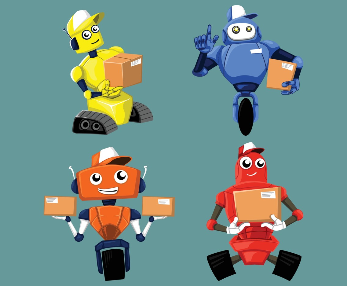 Contactless Shipping Robot Activity Character