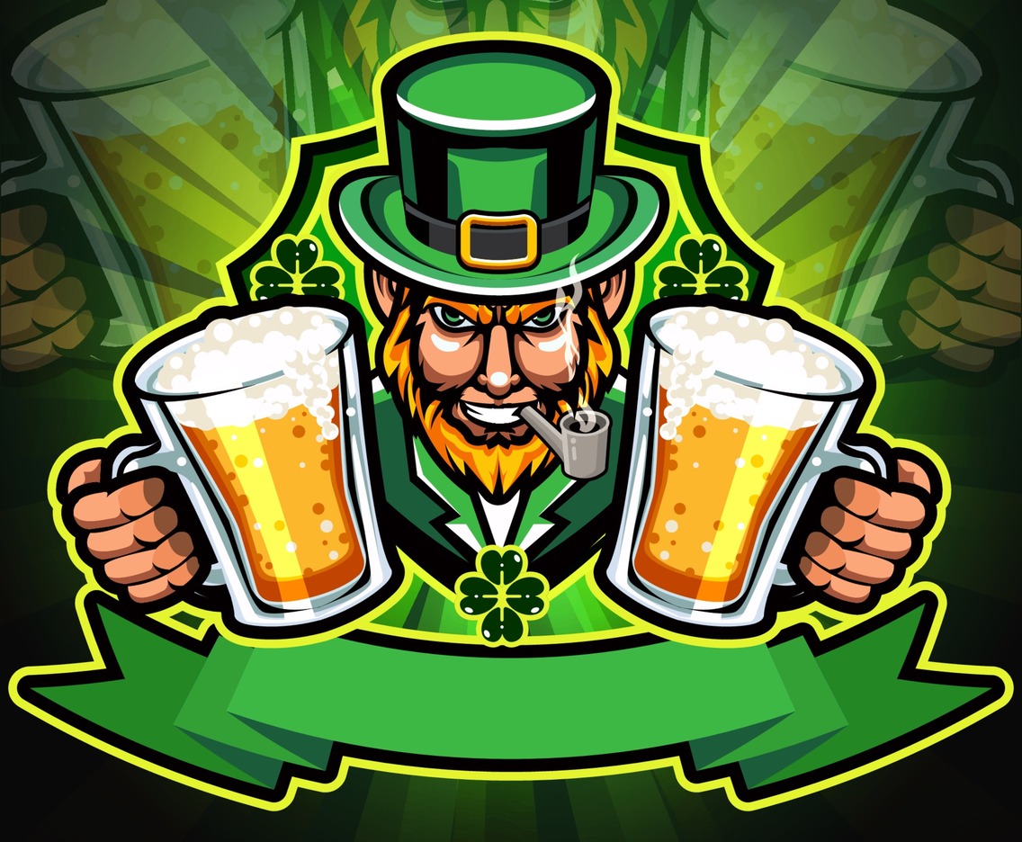 Leprechaun Character Holding Beers T-Shirt Design
