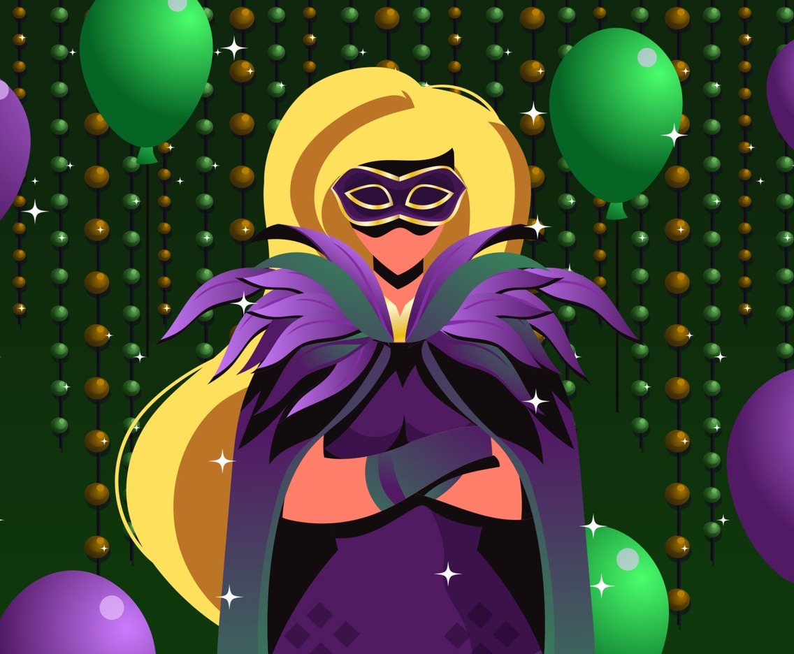 Blonde Woman in Mardi Grass Party