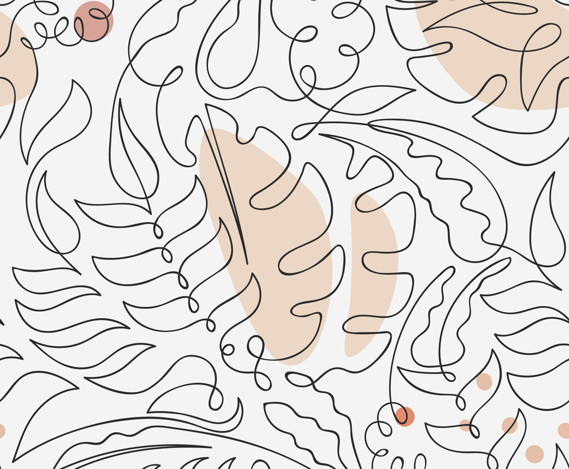 Floral One Line Art Seamless Pattern
