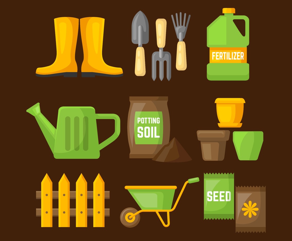 Gardening Icon Collection in Flat Design