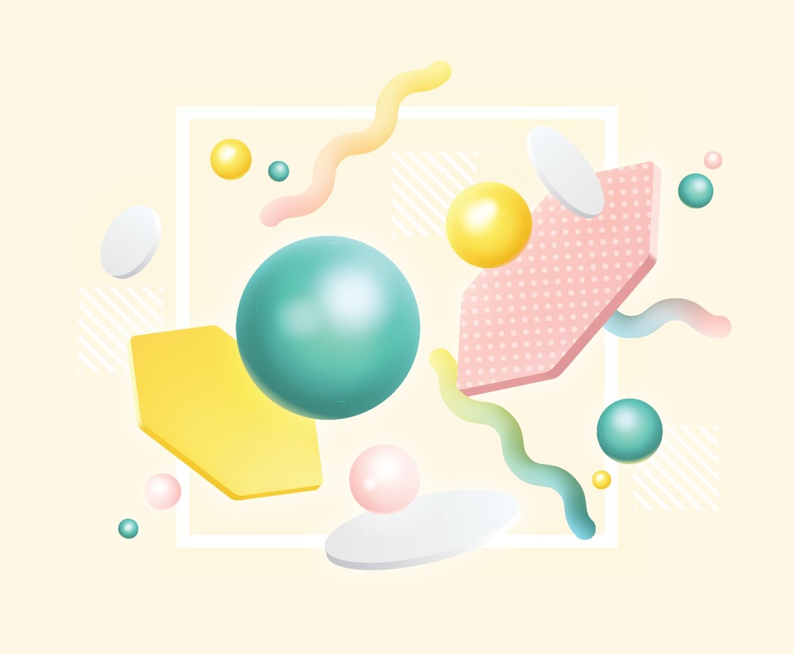 Colorful 3D Geometric Shapes Background Concept