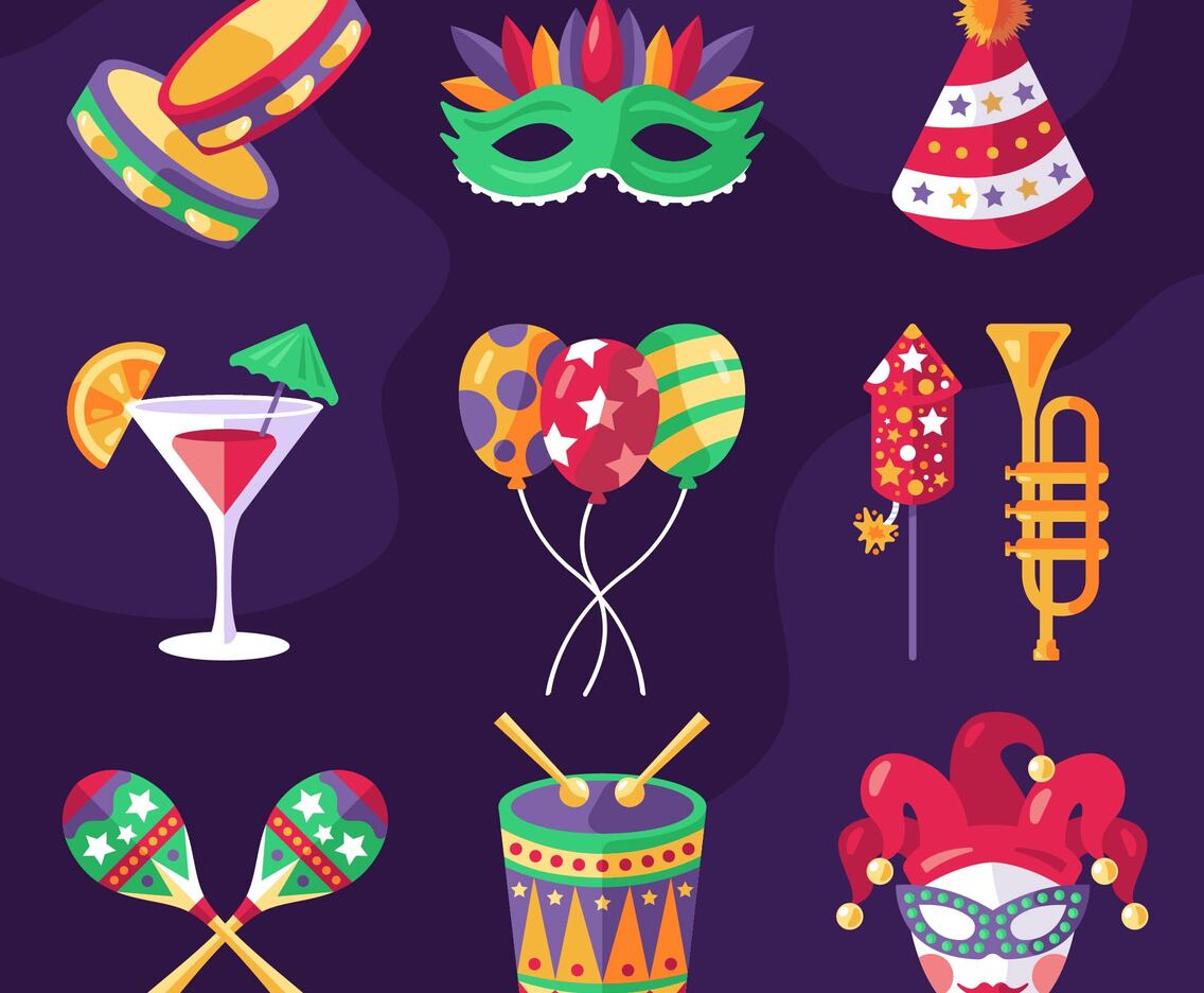 Rio Festival Carnival Icons Set