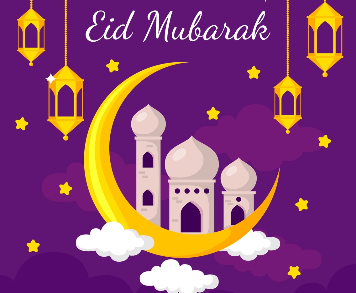 Eid Mubarak in Flat Design Style