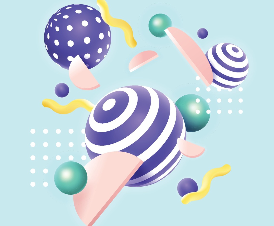 3D Geometric Shapes Background Concept in Pastel Colors