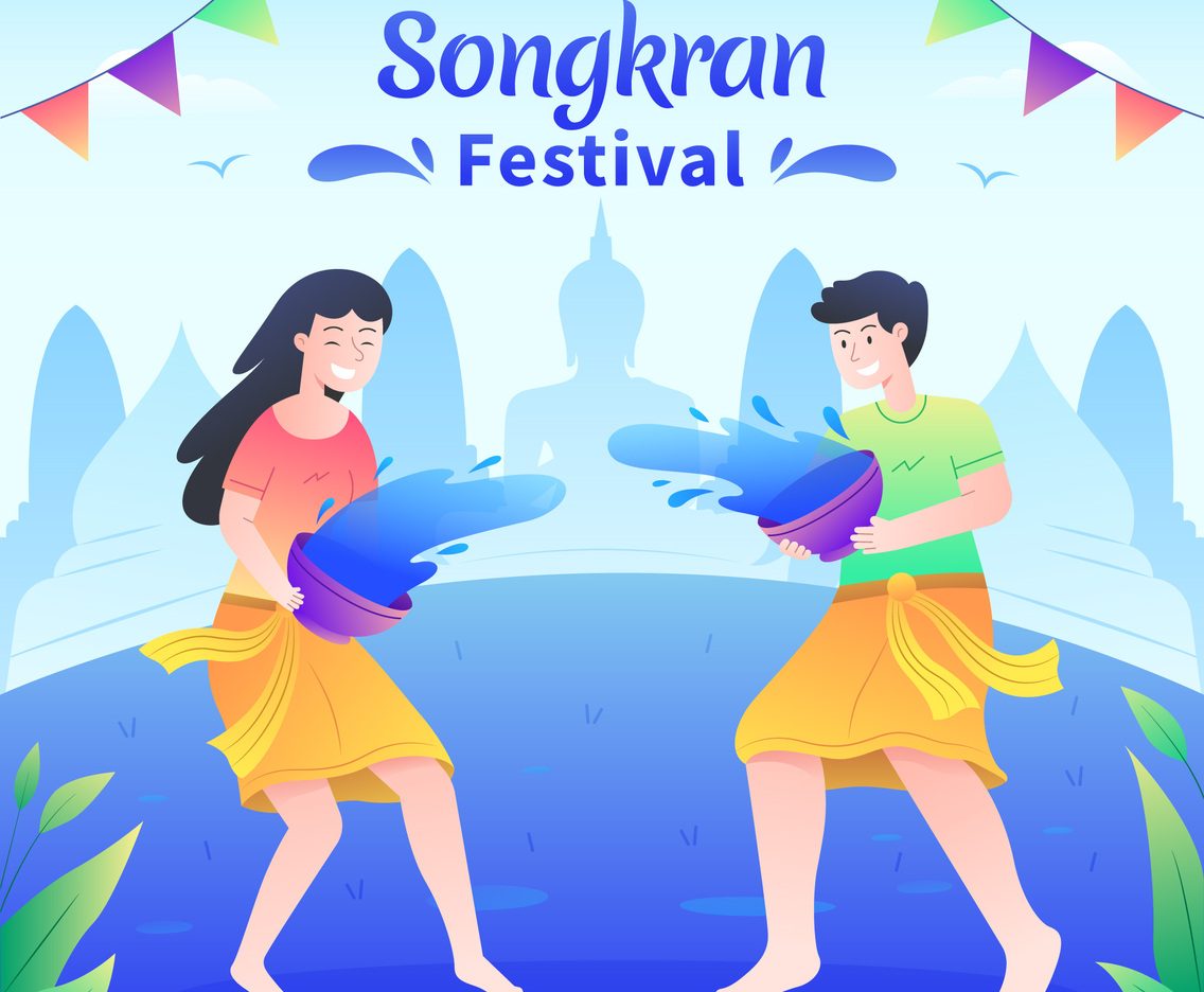 People Playing Water at Songkran Festival