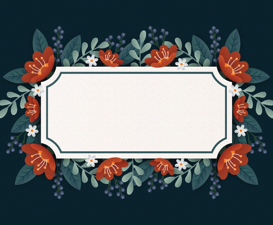 Card Template with Flower Frame
