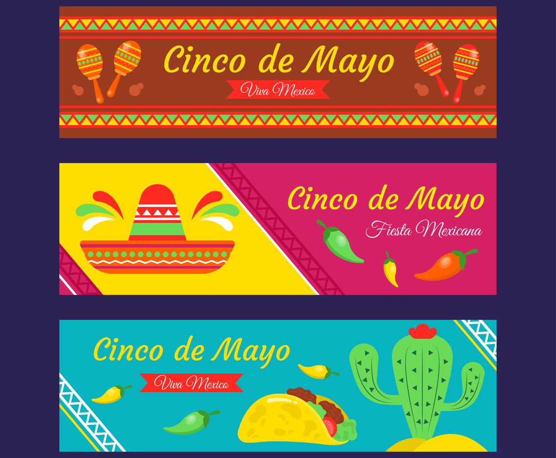 Set Of Cinco De Mayo Festival Banners
