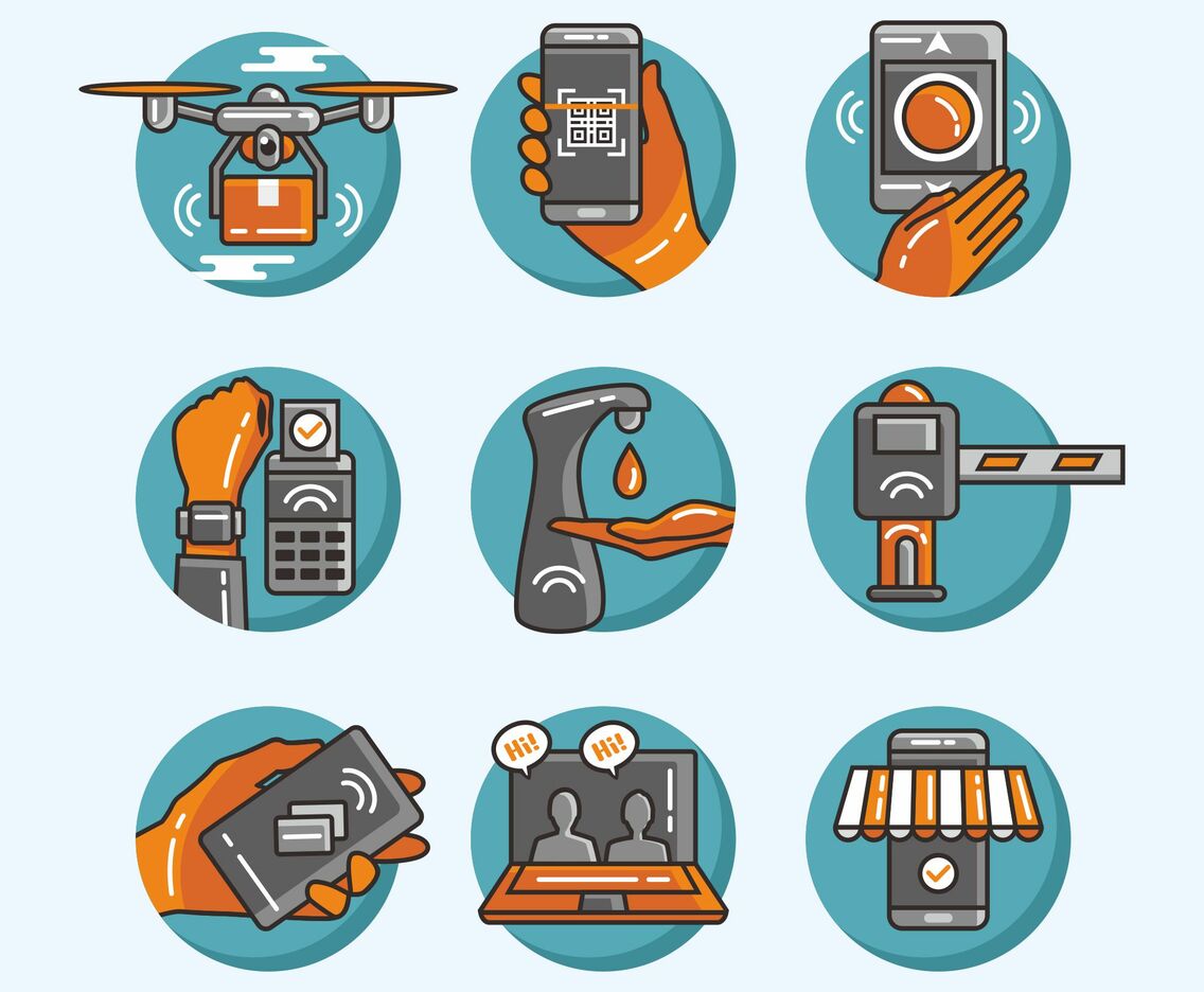 Cute UNTACT Digital Life Icon Set