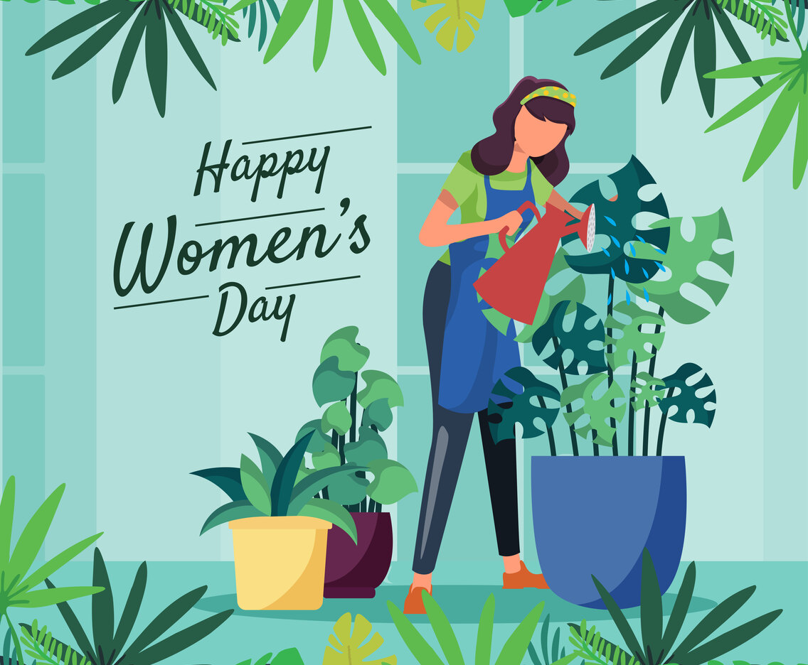 A Woman is Watering the Plants
