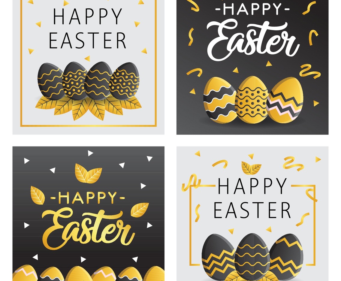 Happy Easter Card with Gold and Black Color