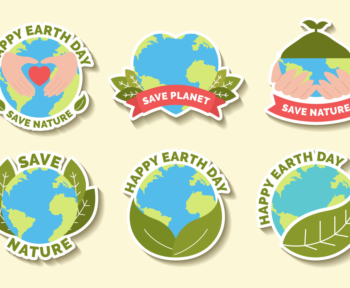 Happy Earth Day Sticker Set Vector Art & Graphics | freevector.com