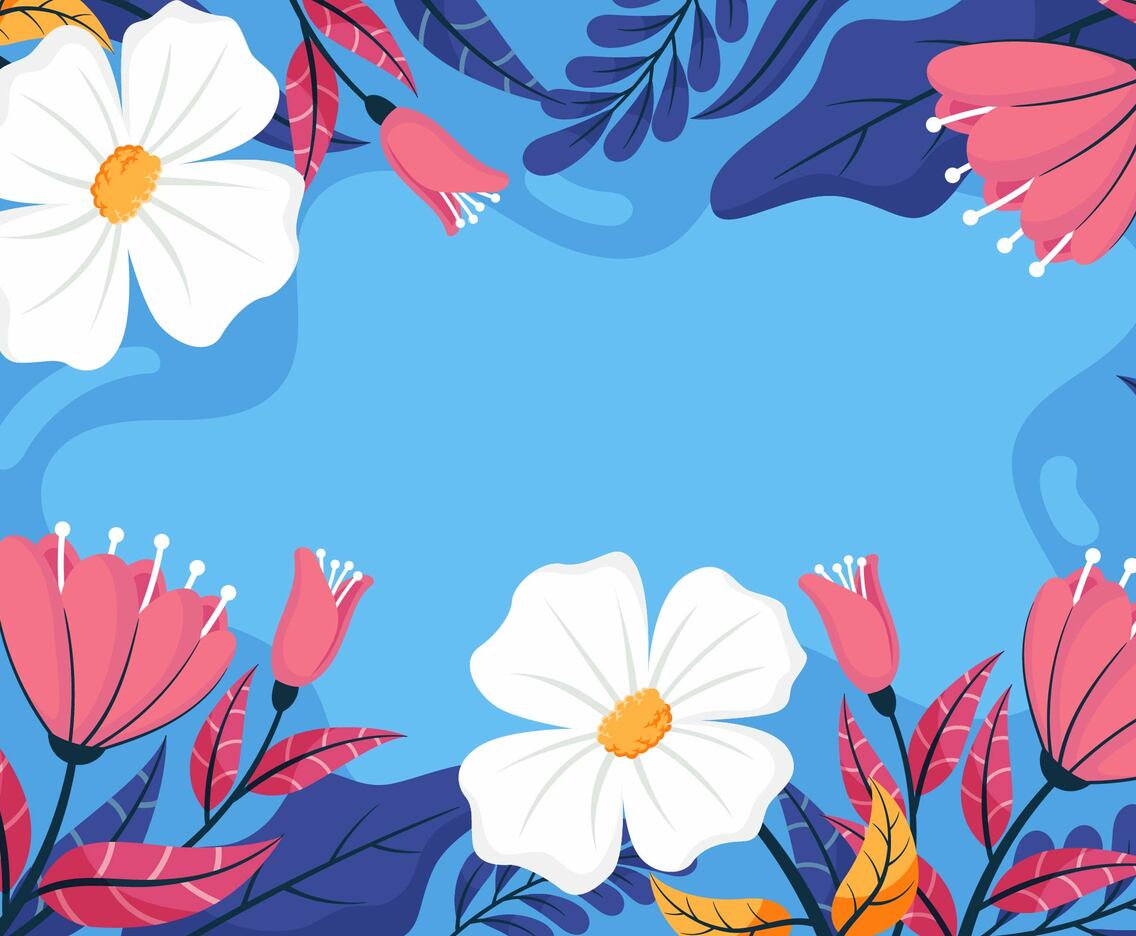 Spring Floral Blue Background