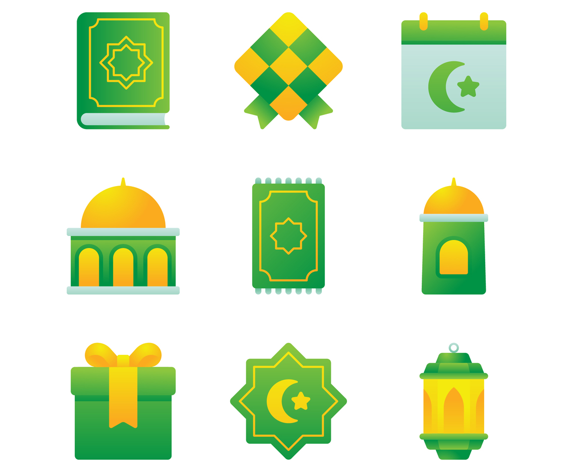 Season Greeting Eid Al Fitr Icon Set